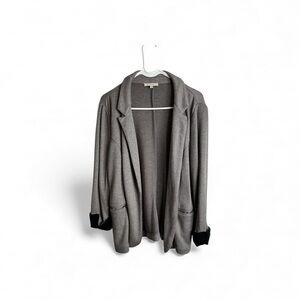 Skies Are Blue Blazer Women’s XL Gray 3/4 Sleeve Career Casual Open Front 4651